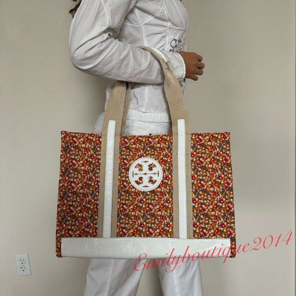 NWT Tory Burch Retail 81605 Printed Canvas Tote In Sprinkled Flowers Large Bag